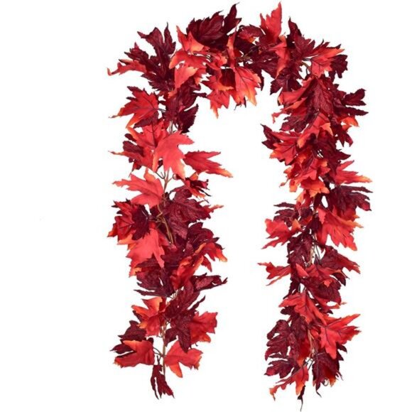 2 Pack Fall Garland Maple Leaf, 5.9Ft/Piece Hanging Vine Garland - Picture 1 of 8